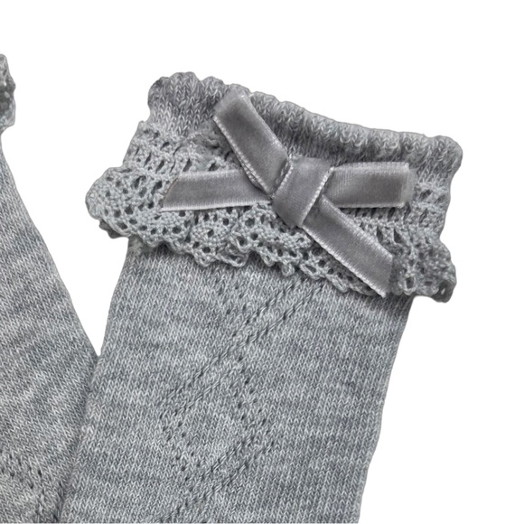 NEW Mayoral Gray Lace Bow Trim Socks 18m - Picture 6 of 6